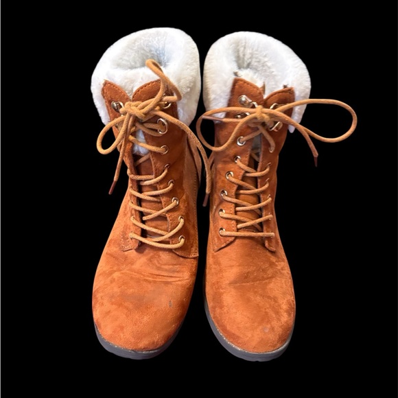 Women's Tan Lace-Up Boots - Picture 1 of 5